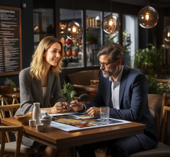 A SearchXMedia strategist presenting a growth plan to a client